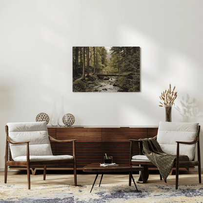 Tranquil Forest Bridge Scene - Nature Wall Art - Aestheticanvas