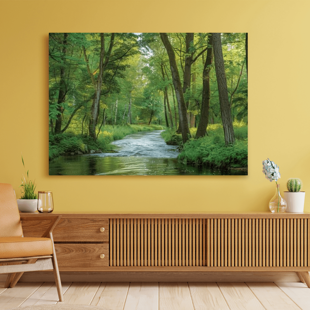 Tranquil Forest Stream - Nature Wall Art - Aestheticanvas