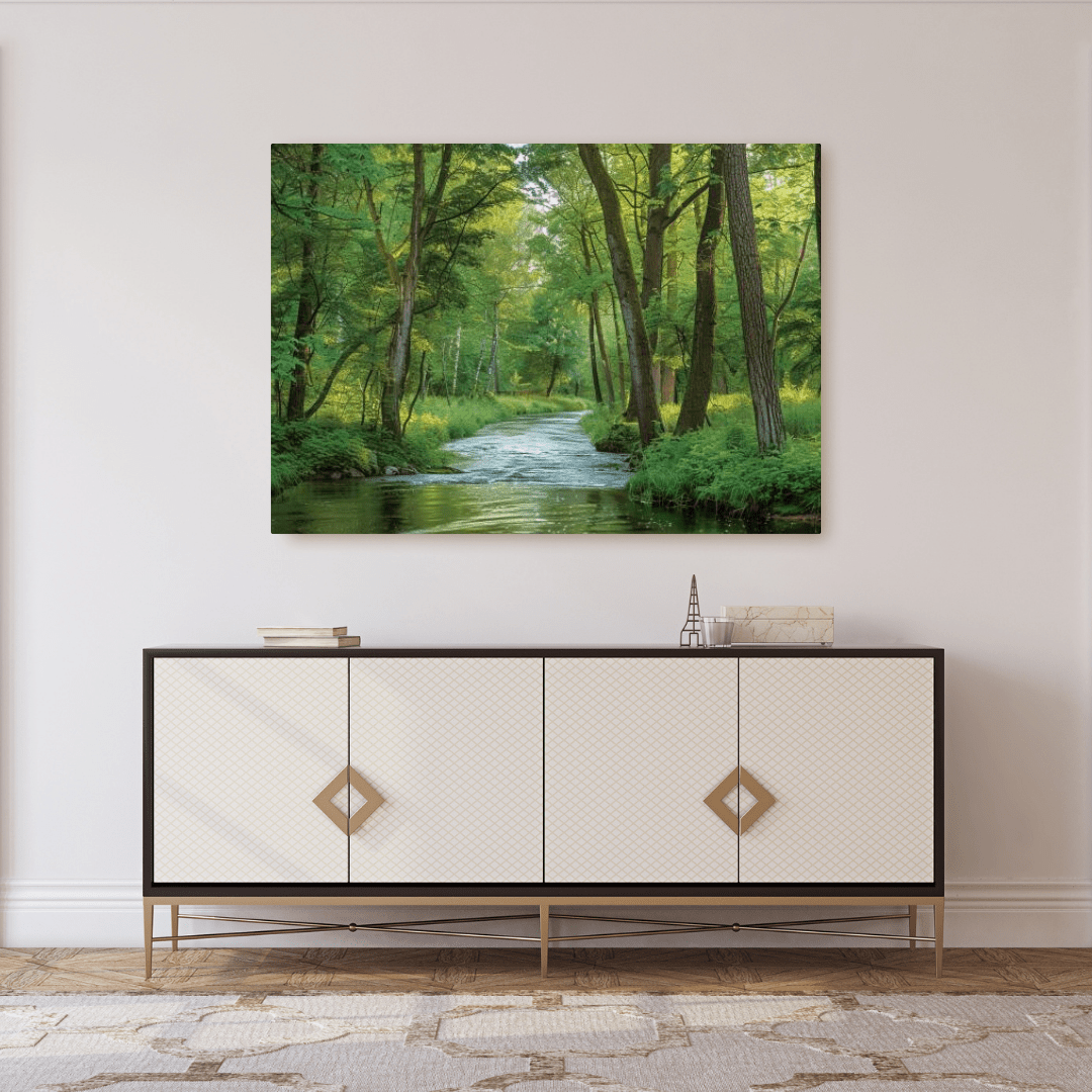 Tranquil Forest Stream - Nature Wall Art - Aestheticanvas