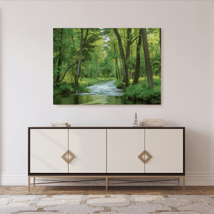 Tranquil Forest Stream - Nature Wall Art - Aestheticanvas