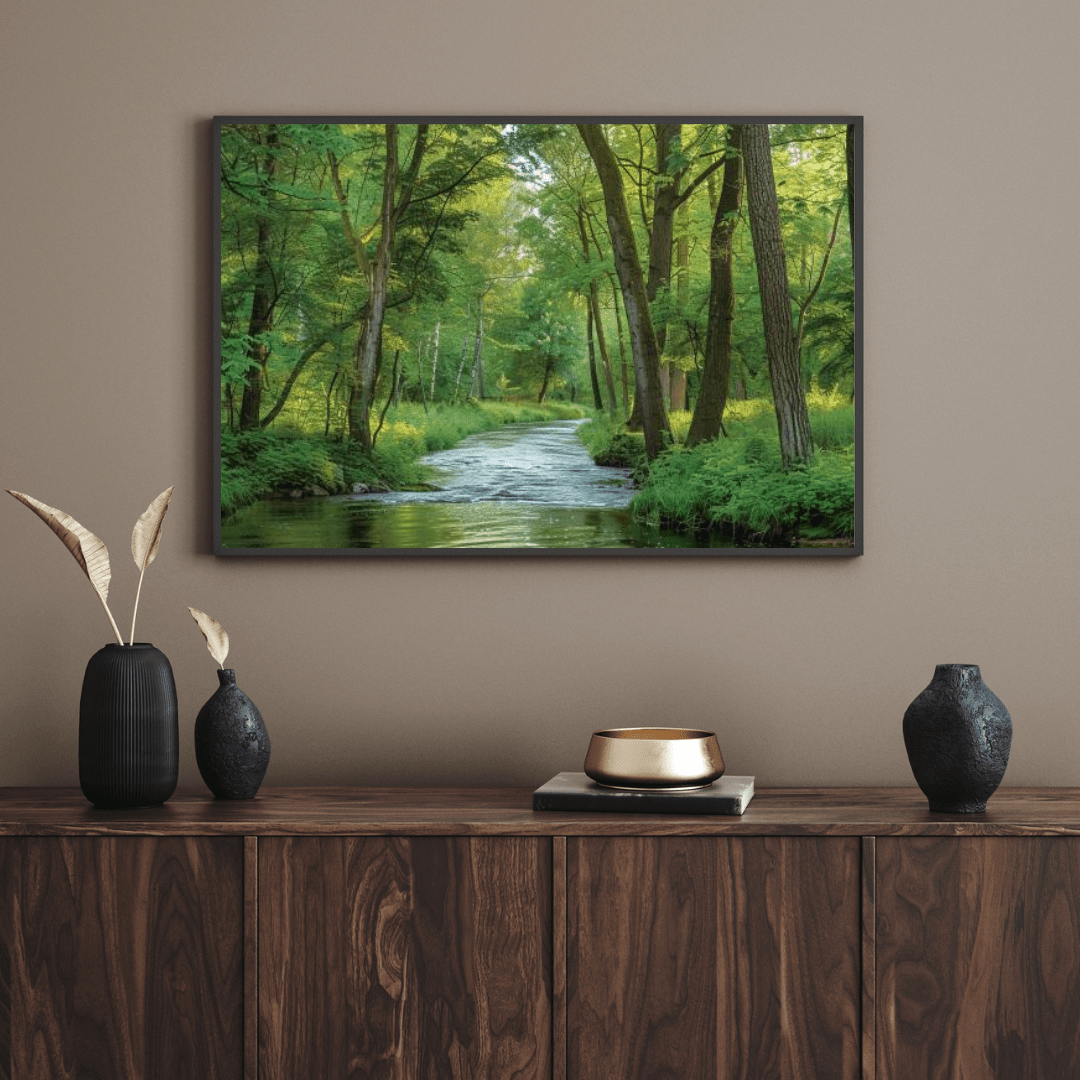 Tranquil Forest Stream - Nature Wall Art - Aestheticanvas