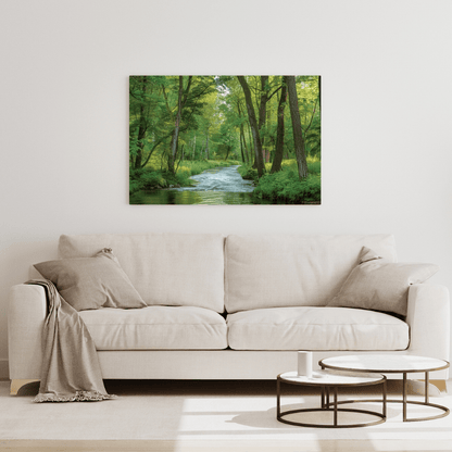 Tranquil Forest Stream - Nature Wall Art - Aestheticanvas