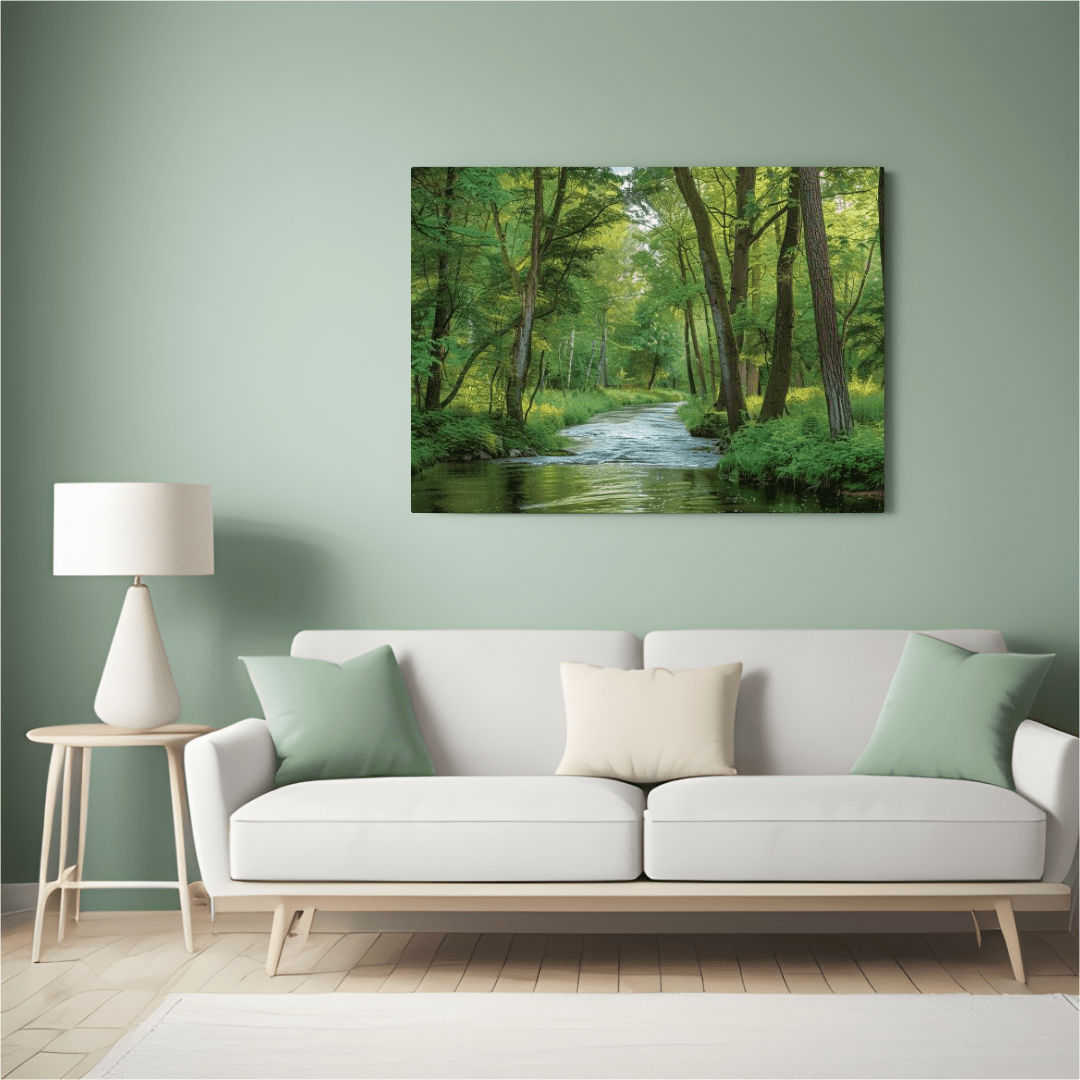 Tranquil Forest Stream - Nature Wall Art - Aestheticanvas