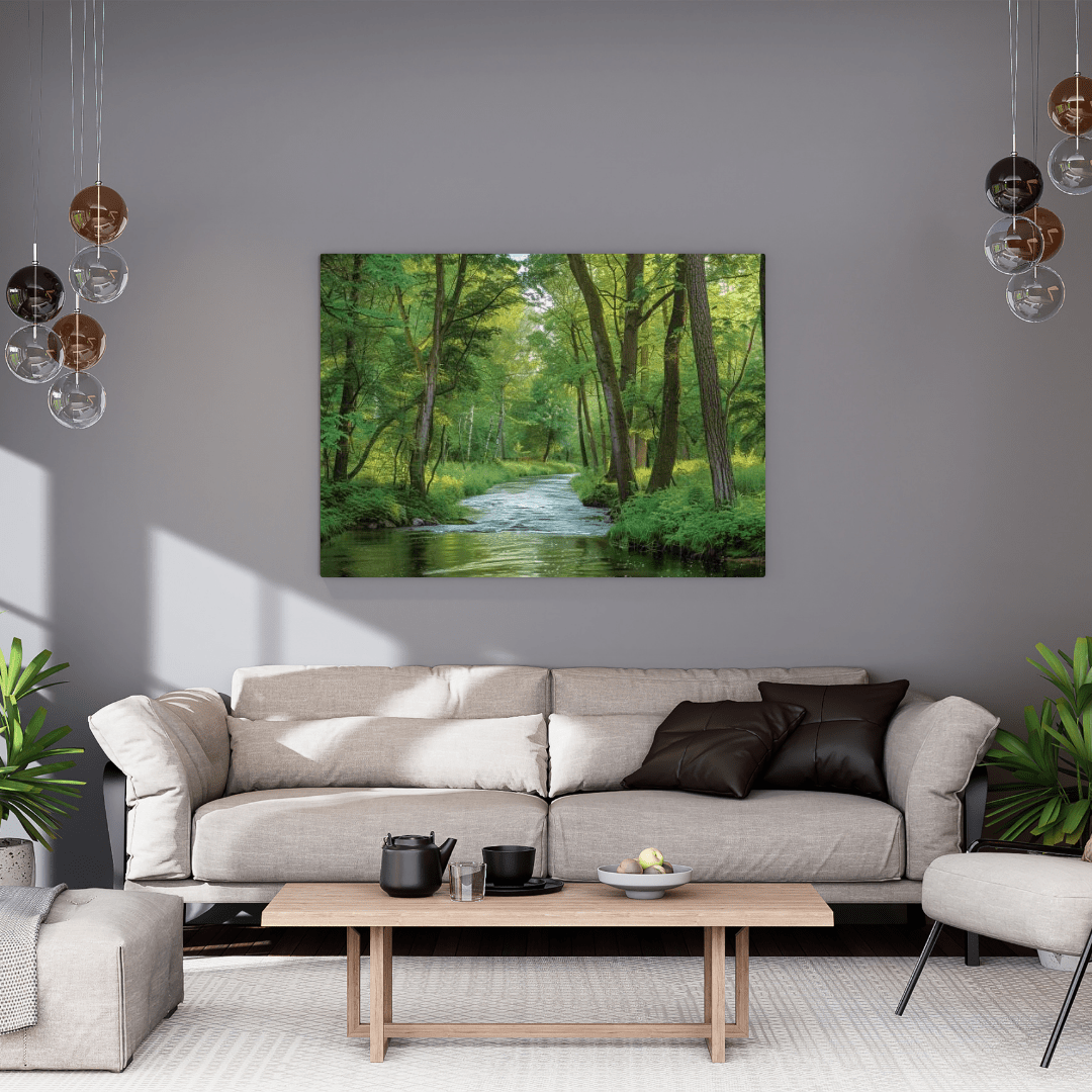 Tranquil Forest Stream - Nature Wall Art - Aestheticanvas