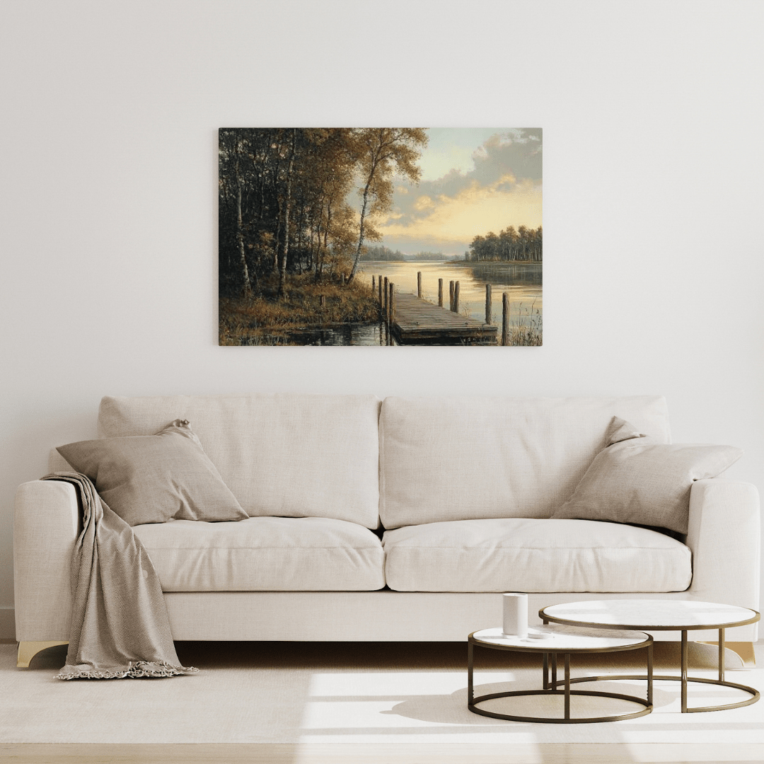 Tranquil Lakeside Retreat - Nature Wall Art - Aestheticanvas