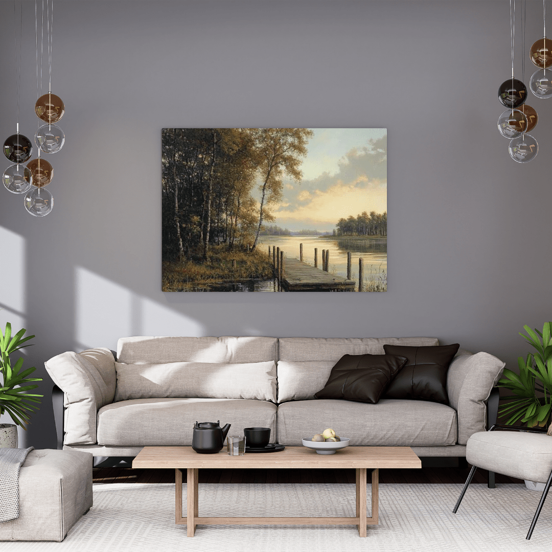 Tranquil Lakeside Retreat - Nature Wall Art - Aestheticanvas