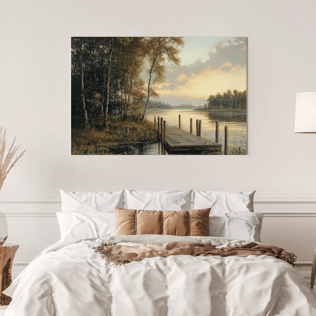 Tranquil Lakeside Retreat - Nature Wall Art - Aestheticanvas