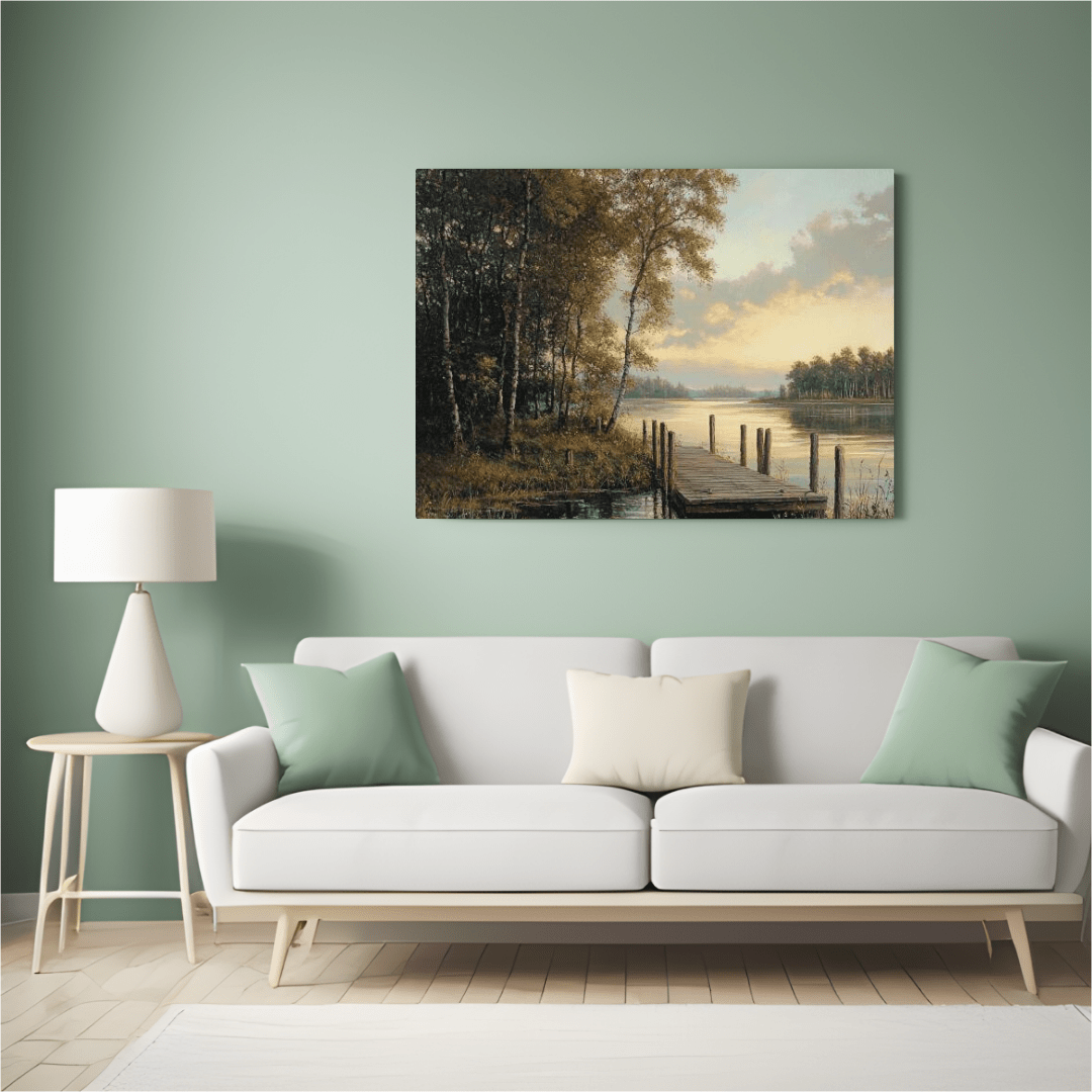 Tranquil Lakeside Retreat - Nature Wall Art - Aestheticanvas