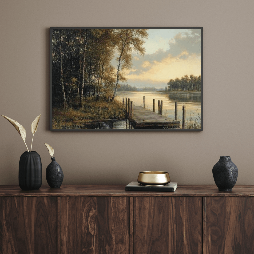 Tranquil Lakeside Retreat - Nature Wall Art - Aestheticanvas