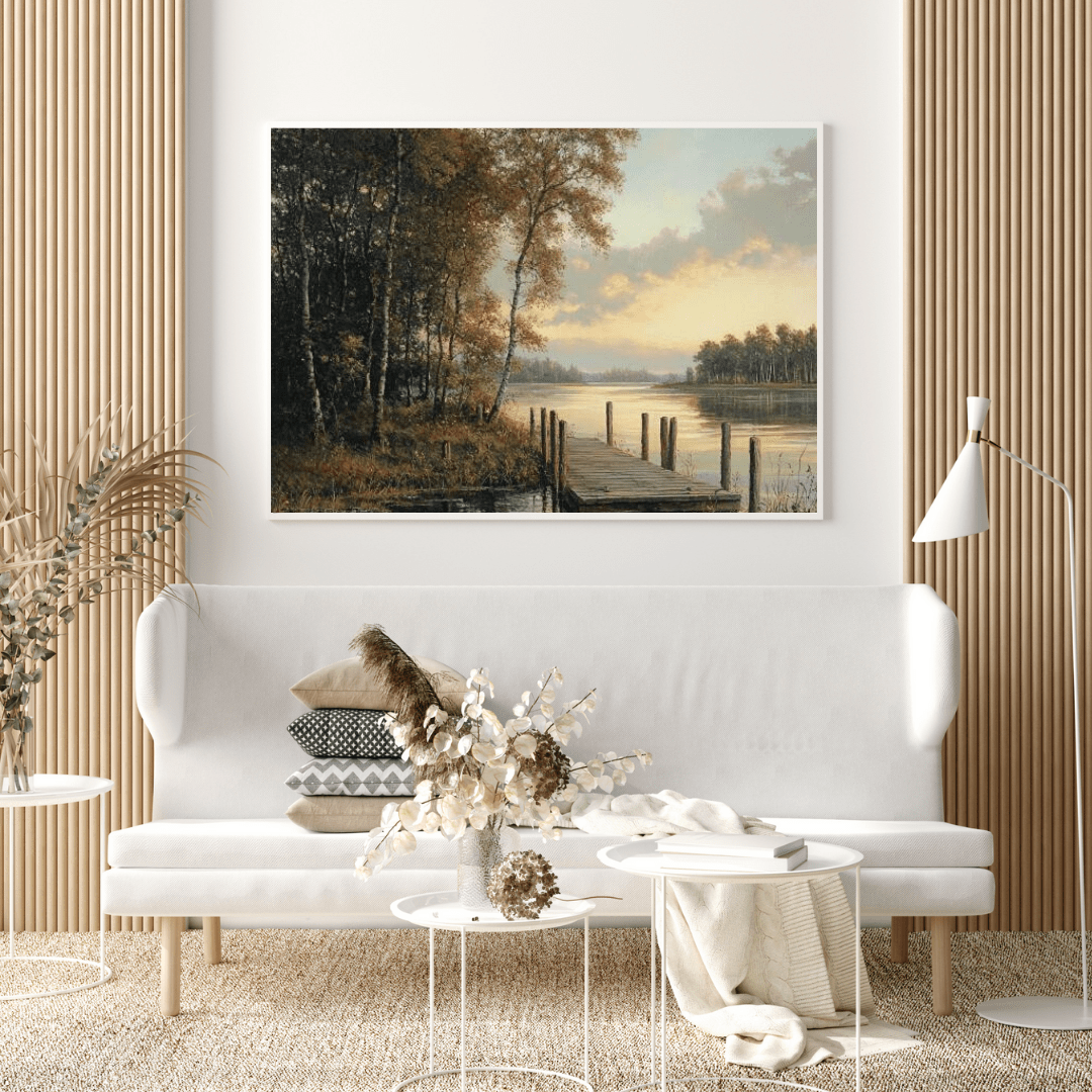 Tranquil Lakeside Retreat - Nature Wall Art - Aestheticanvas