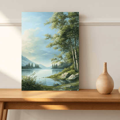 Tranquil Lakeside with Trees - Limited Wall Art - Aestheticanvas