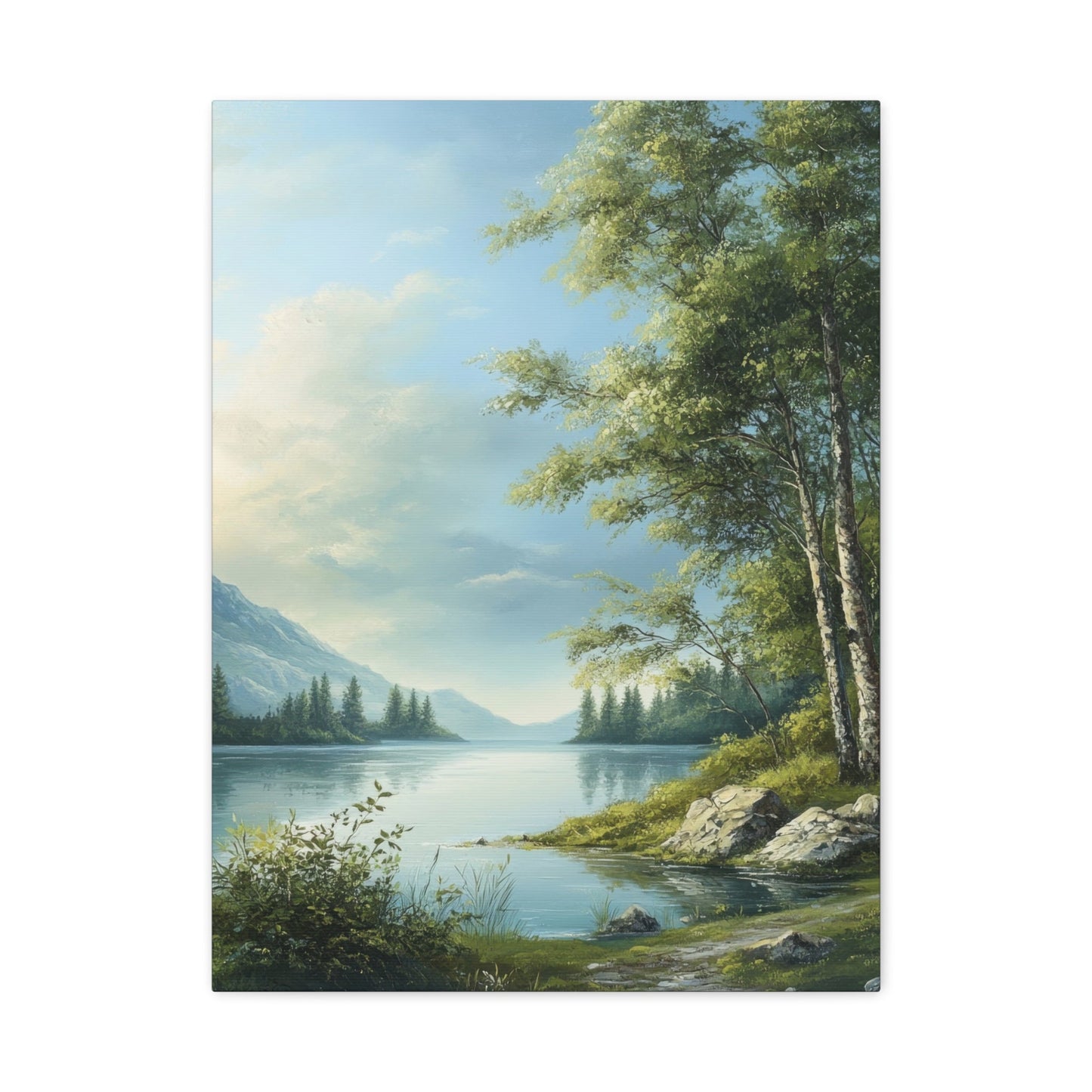 Tranquil Lakeside with Trees - Limited Wall Art - Aestheticanvas