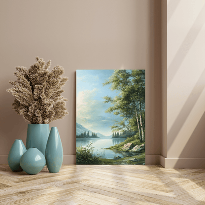 Tranquil Lakeside with Trees - Limited Wall Art - Aestheticanvas