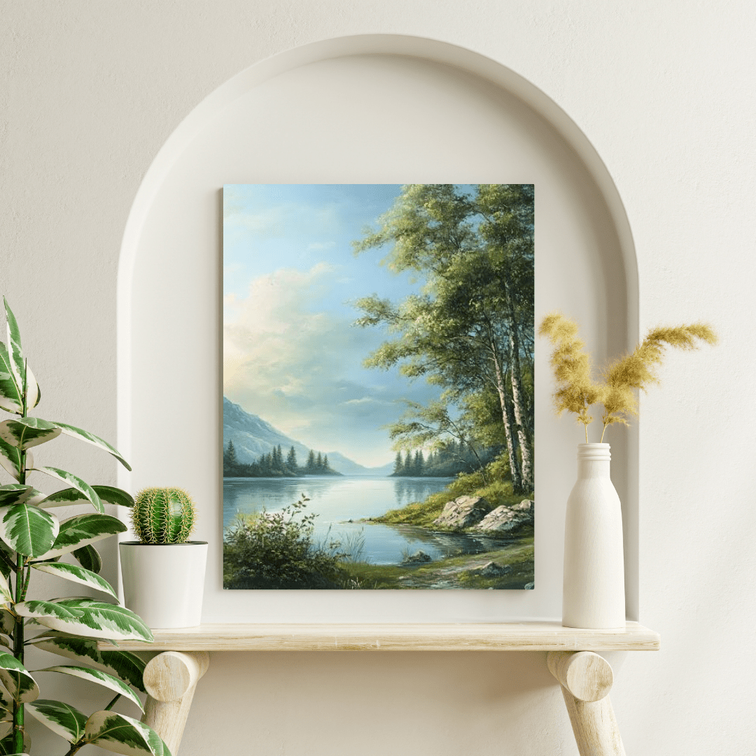 Tranquil Lakeside with Trees - Limited Wall Art - Aestheticanvas