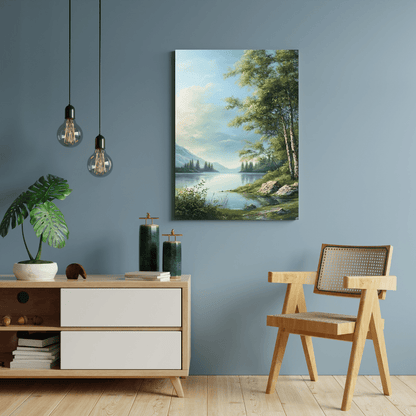 Tranquil Lakeside with Trees - Limited Wall Art - Aestheticanvas