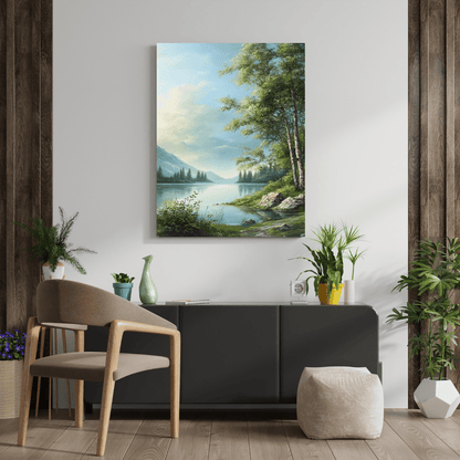 Tranquil Lakeside with Trees - Limited Wall Art - Aestheticanvas