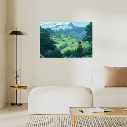 Tranquil Mountain Explorer - Landscape Wall Art - Aestheticanvas