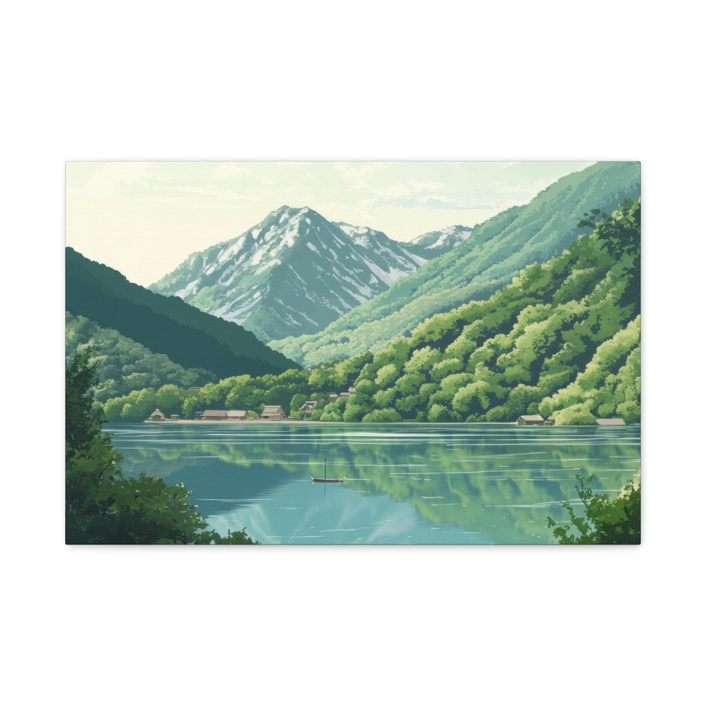 Tranquil Mountain Lake Reflection - Landscape Wall Art - Aestheticanvas