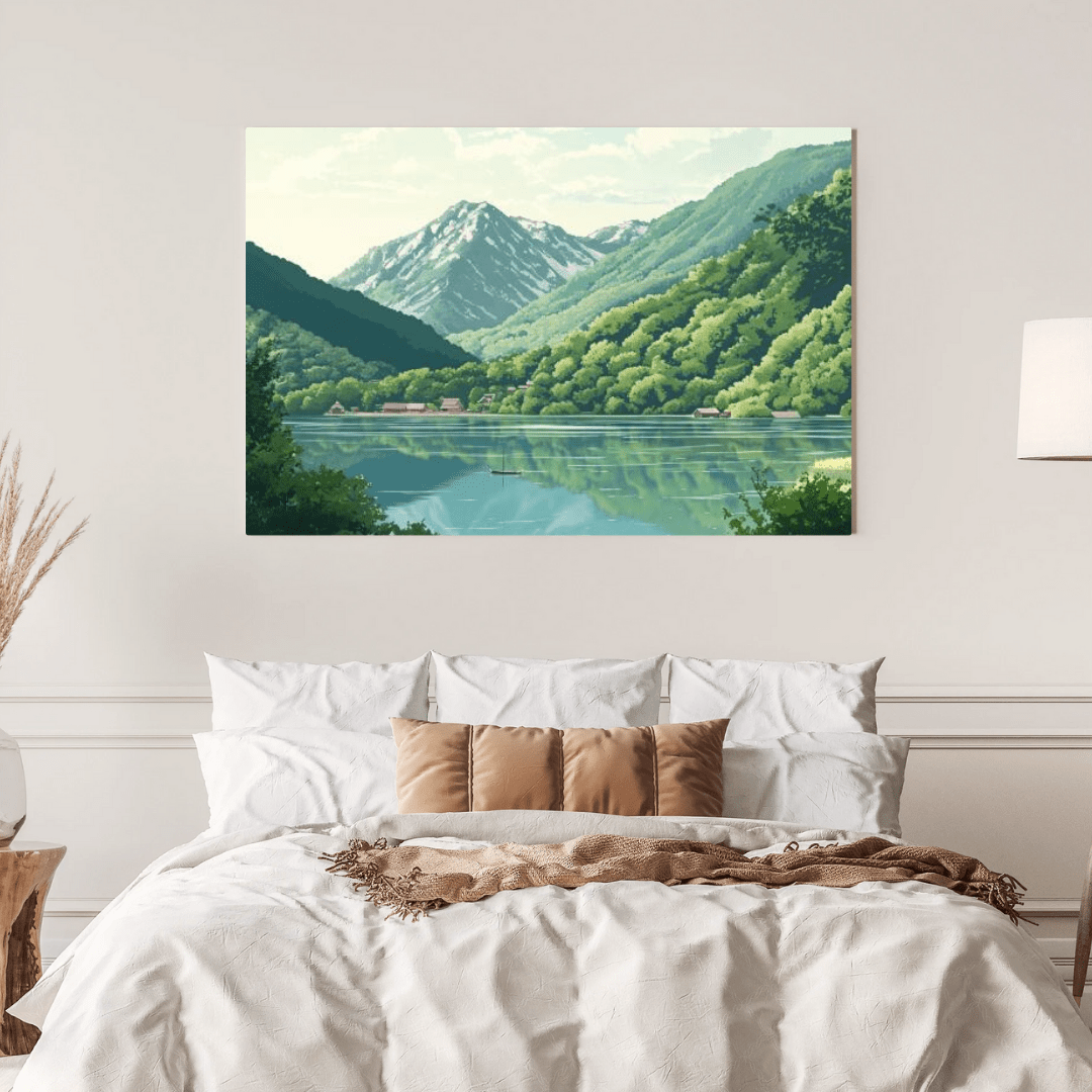 Tranquil Mountain Lake Reflection - Landscape Wall Art - Aestheticanvas