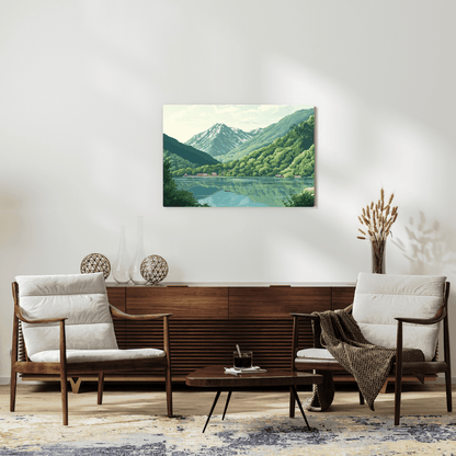 Tranquil Mountain Lake Reflection - Landscape Wall Art - Aestheticanvas