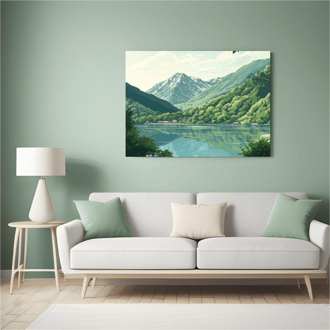 Tranquil Mountain Lake Reflection - Landscape Wall Art - Aestheticanvas