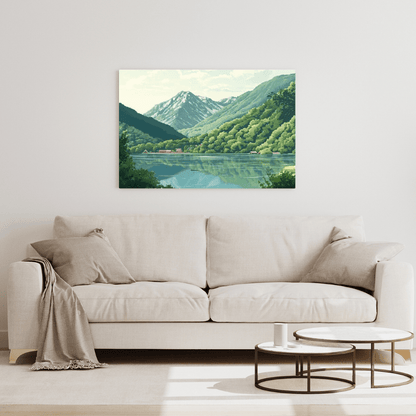 Tranquil Mountain Lake Reflection - Landscape Wall Art - Aestheticanvas