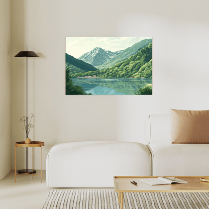 Tranquil Mountain Lake Reflection - Landscape Wall Art - Aestheticanvas