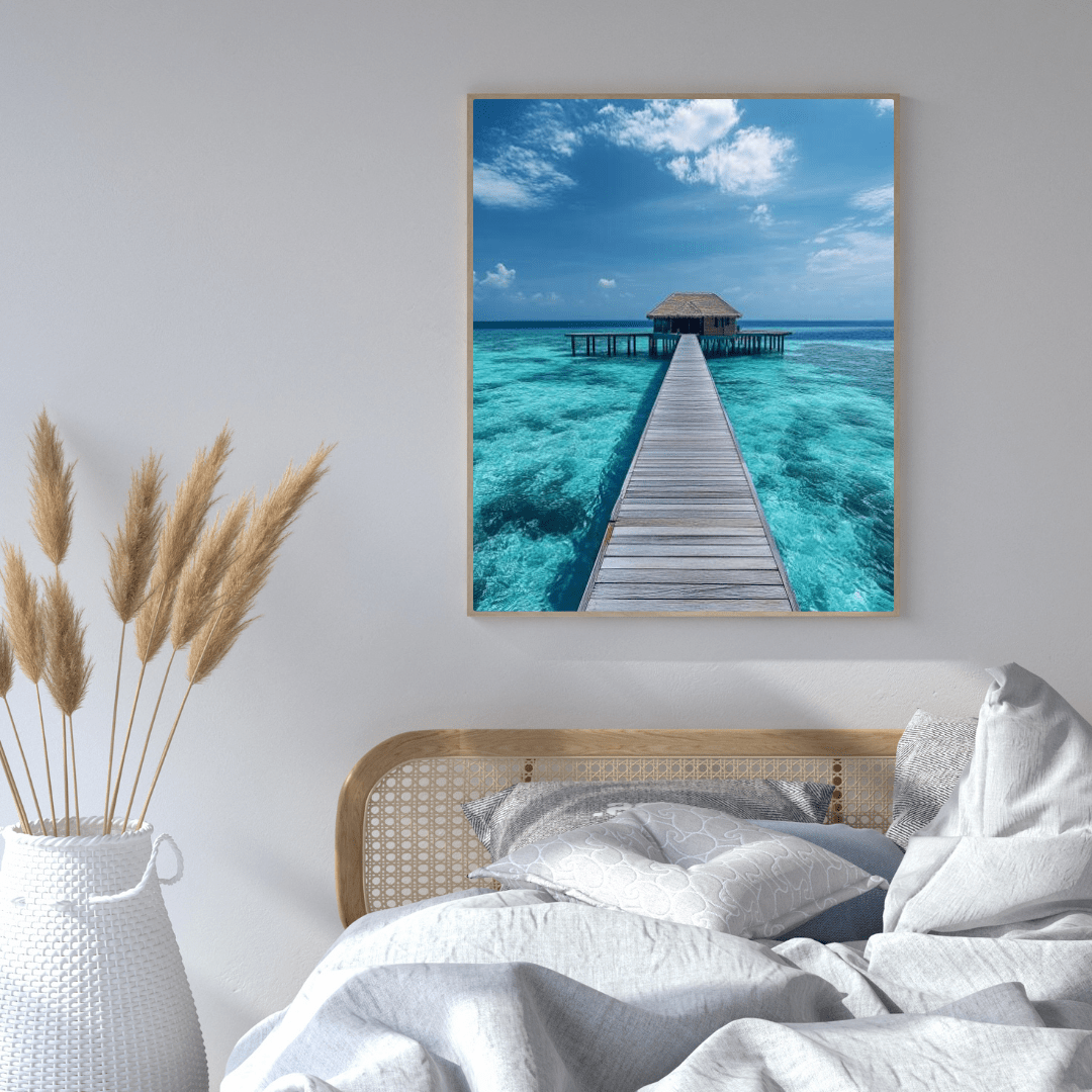 Tranquil Overwater Bungalow Retreat - Landscape Wall Art - Aestheticanvas