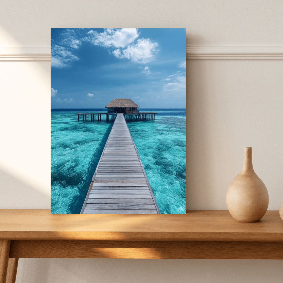 Tranquil Overwater Bungalow Retreat - Landscape Wall Art - Aestheticanvas