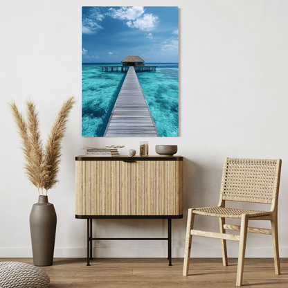 Tranquil Overwater Bungalow Retreat - Landscape Wall Art - Aestheticanvas