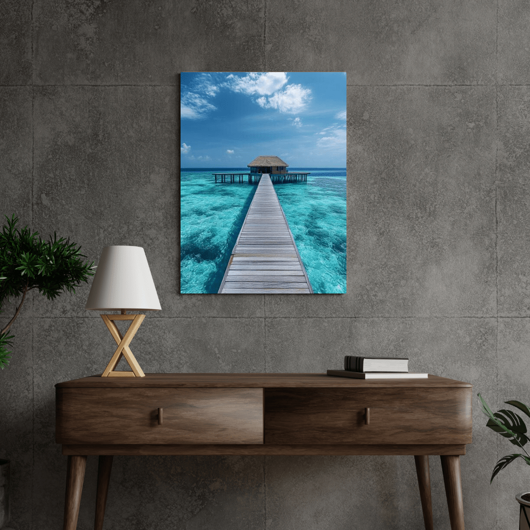 Tranquil Overwater Bungalow Retreat - Landscape Wall Art - Aestheticanvas