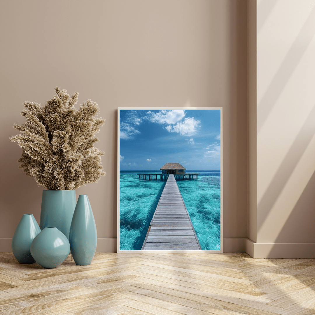 Tranquil Overwater Bungalow Retreat - Landscape Wall Art - Aestheticanvas