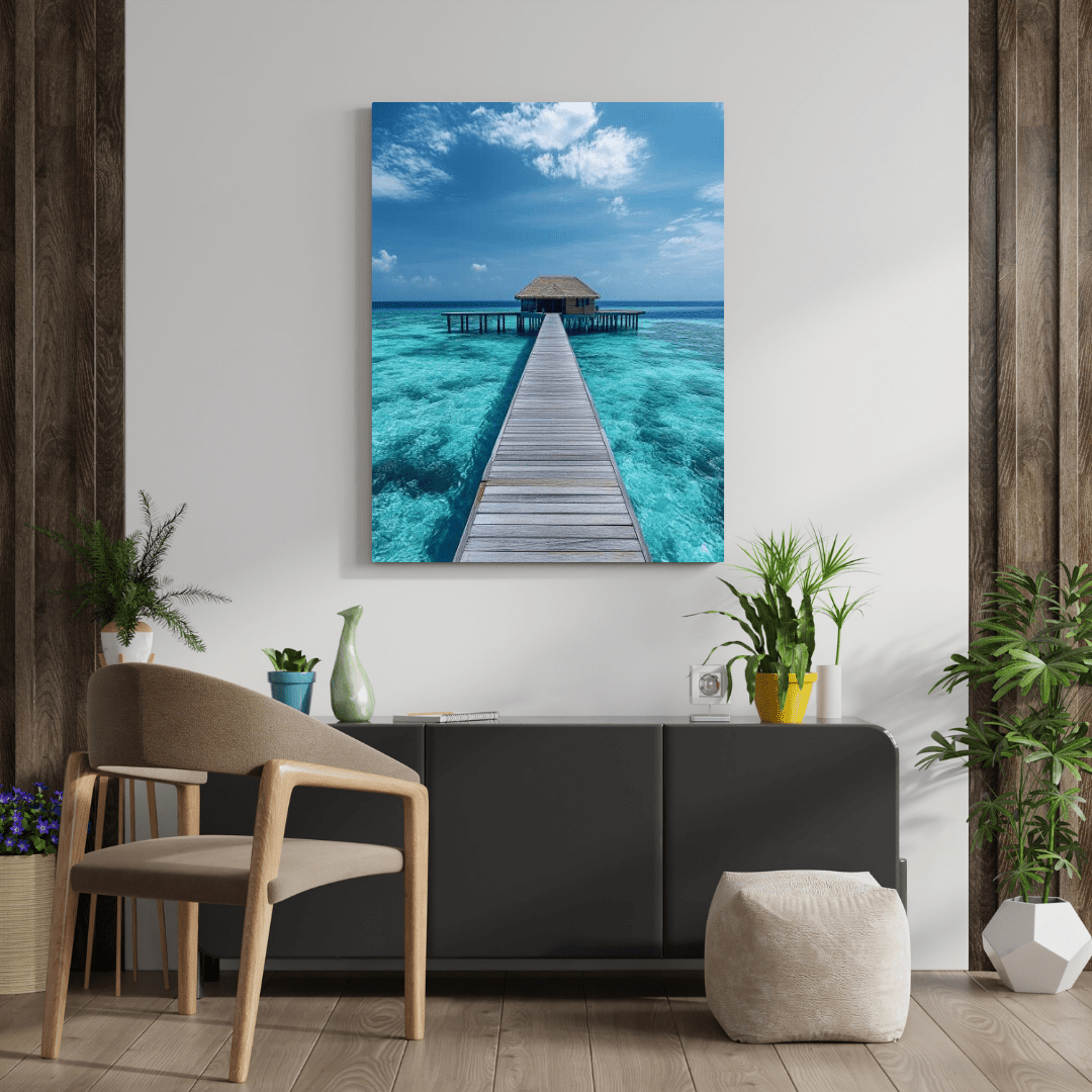 Tranquil Overwater Bungalow Retreat - Landscape Wall Art - Aestheticanvas