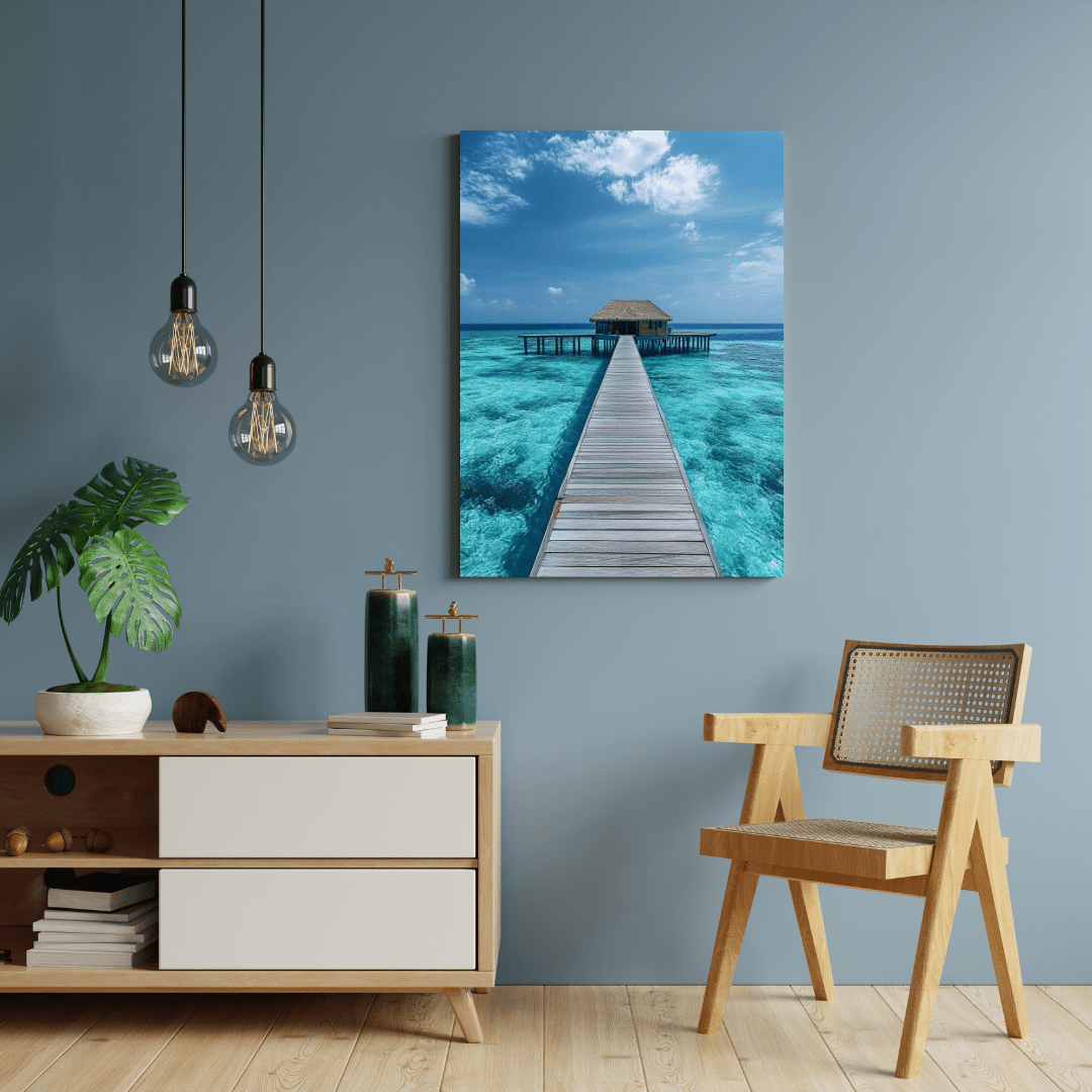 Tranquil Overwater Bungalow Retreat - Landscape Wall Art - Aestheticanvas