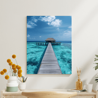 Tranquil Overwater Bungalow Retreat - Landscape Wall Art - Aestheticanvas