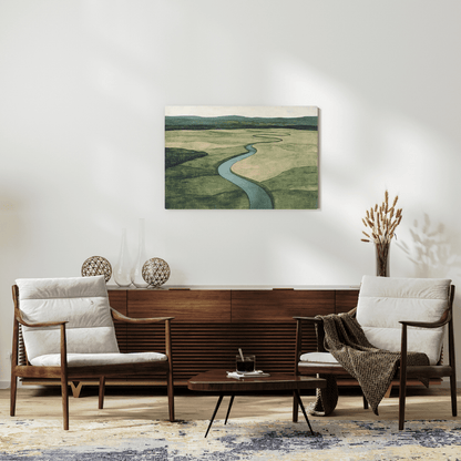 Tranquil Riverbend Landscape - Nature Wall Art - Aestheticanvas