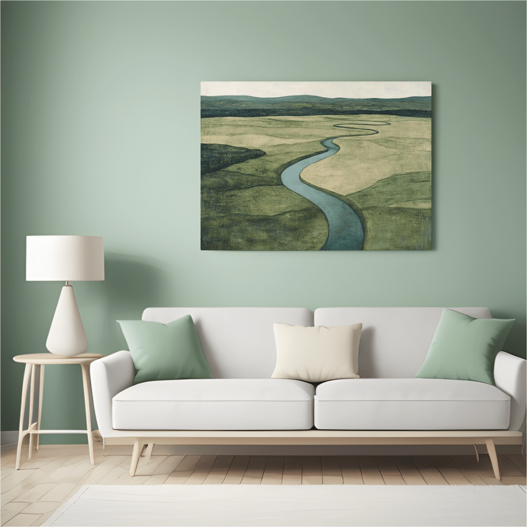 Tranquil Riverbend Landscape - Nature Wall Art - Aestheticanvas