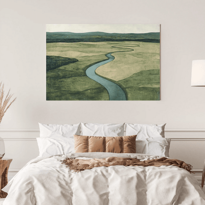 Tranquil Riverbend Landscape - Nature Wall Art - Aestheticanvas