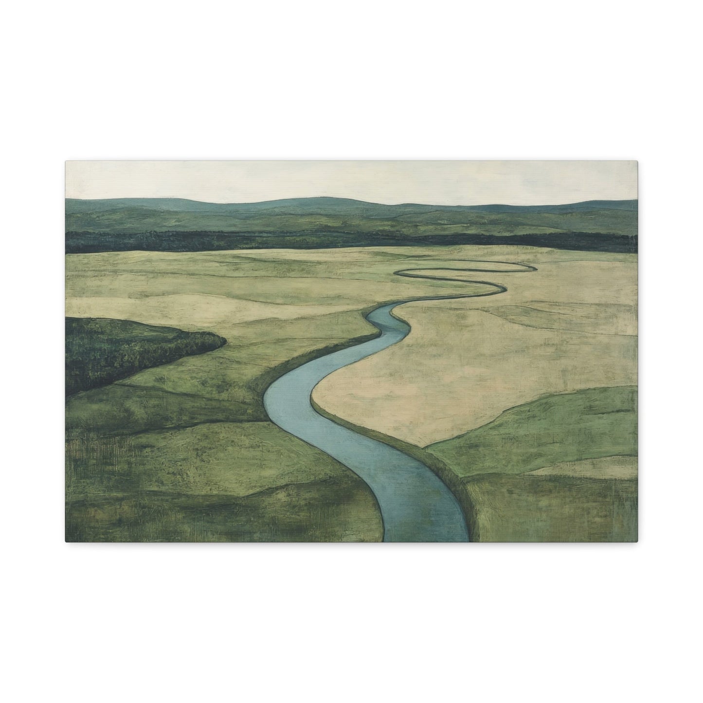 Tranquil Riverbend Landscape - Nature Wall Art - Aestheticanvas