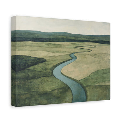 Tranquil Riverbend Landscape - Nature Wall Art - Aestheticanvas