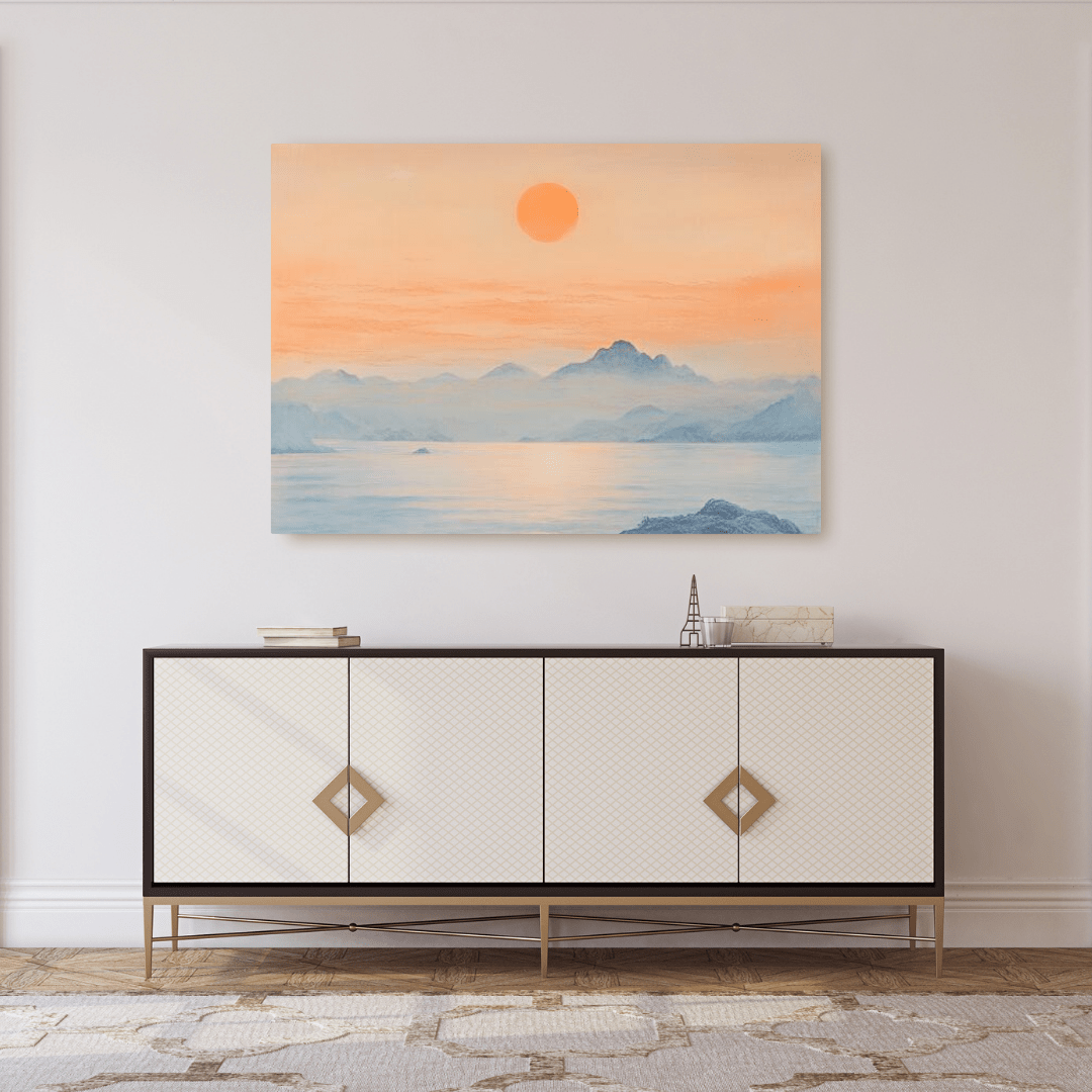 Tranquil Sunrise Over Serene Waters - Nature Wall Art - Aestheticanvas