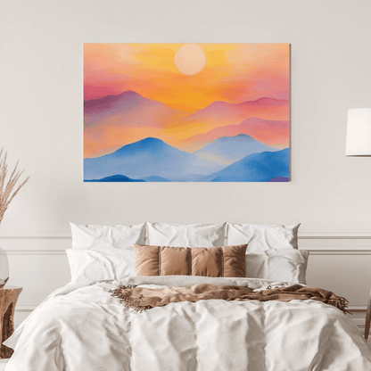 Tranquil Sunset Over Mountains - Minimalist Wall Art - Aestheticanvas