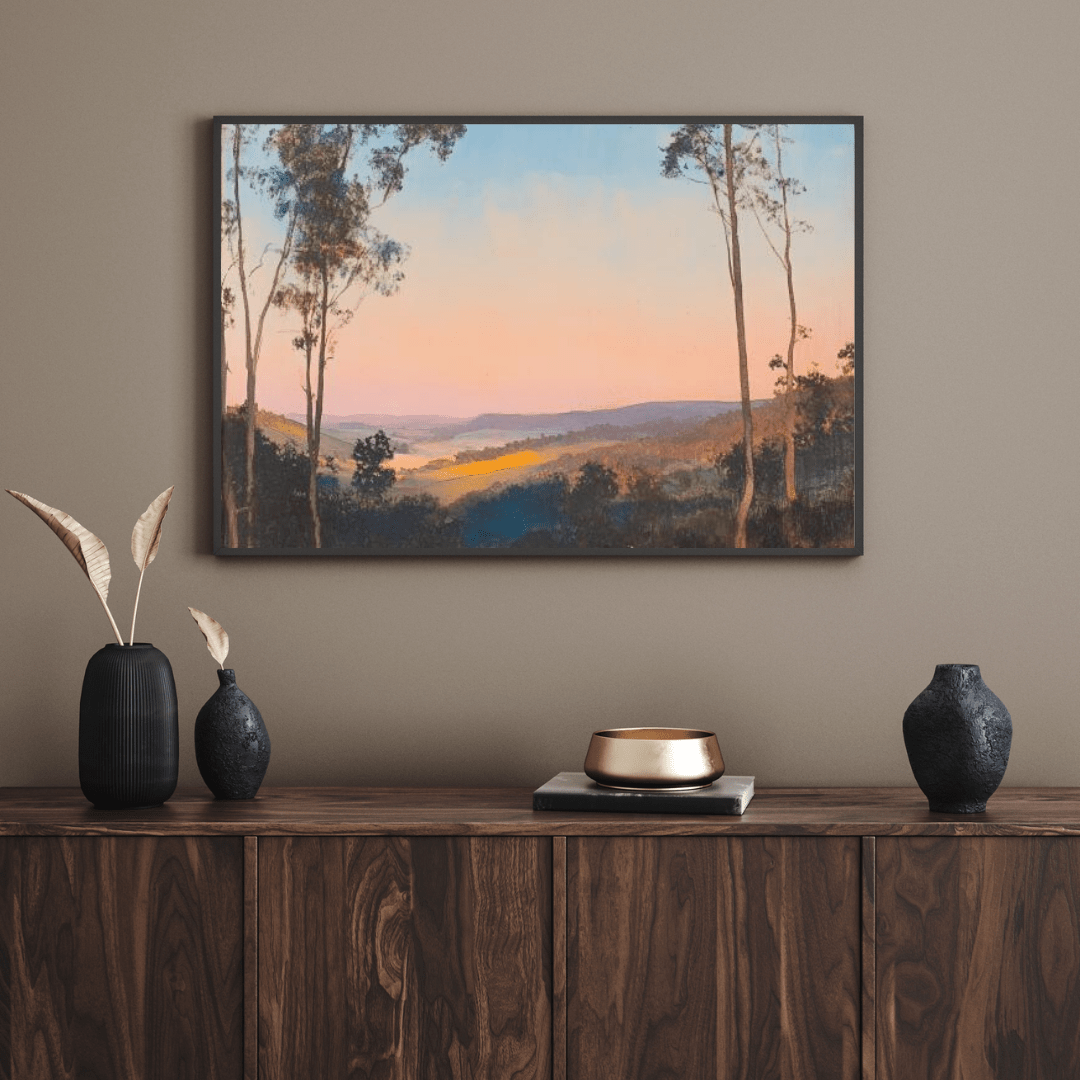 Tranquil Sunset Over Verdant Hills - Landscape Wall Art - Aestheticanvas