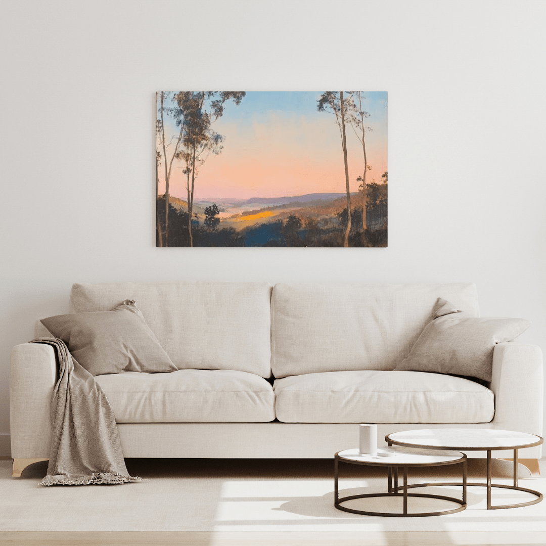 Tranquil Sunset Over Verdant Hills - Landscape Wall Art - Aestheticanvas