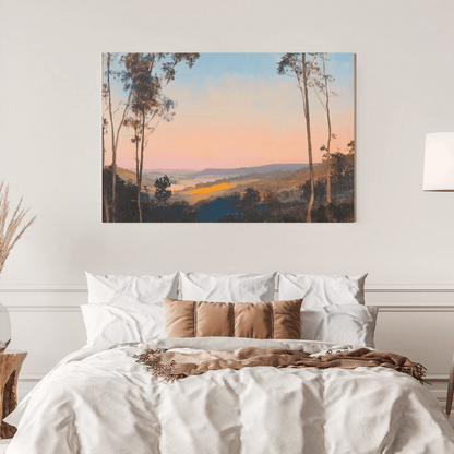 Tranquil Sunset Over Verdant Hills - Landscape Wall Art - Aestheticanvas