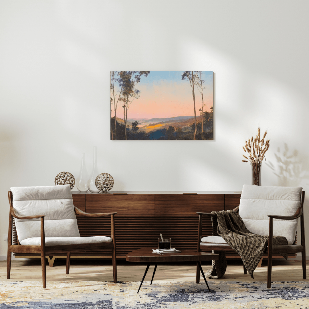 Tranquil Sunset Over Verdant Hills - Landscape Wall Art - Aestheticanvas