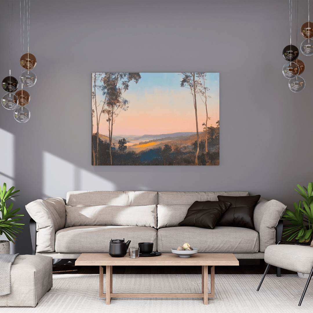 Tranquil Sunset Over Verdant Hills - Landscape Wall Art - Aestheticanvas