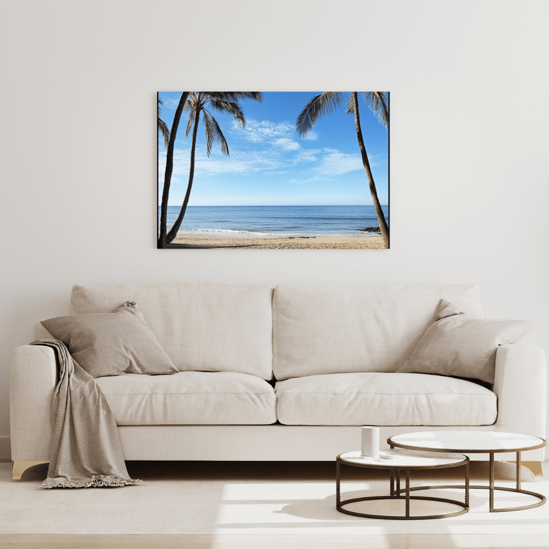 Tranquil Tropical Escape with Palm Trees - Beach Wall Art - Aestheticanvas