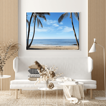 Tranquil Tropical Escape with Palm Trees - Beach Wall Art - Aestheticanvas