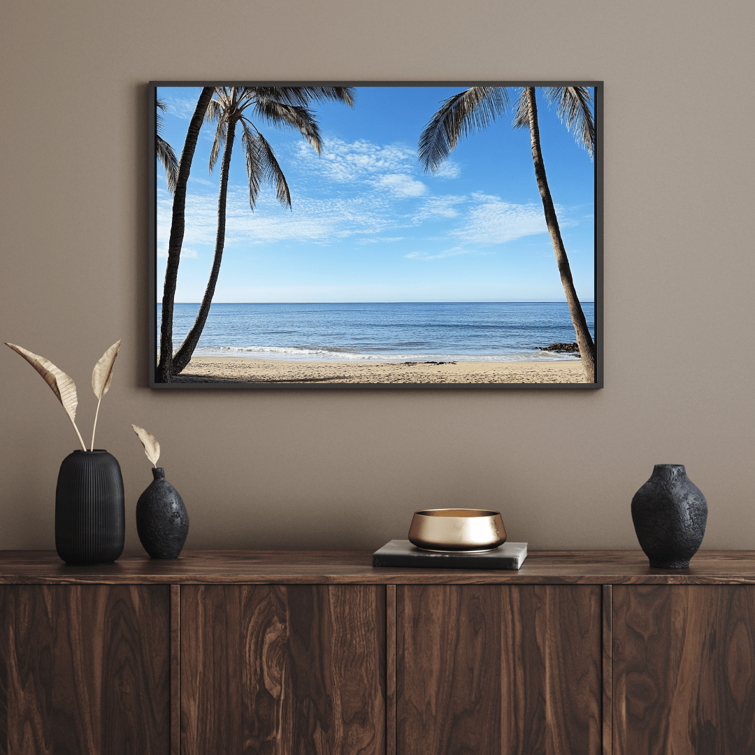 Tranquil Tropical Escape with Palm Trees - Beach Wall Art - Aestheticanvas